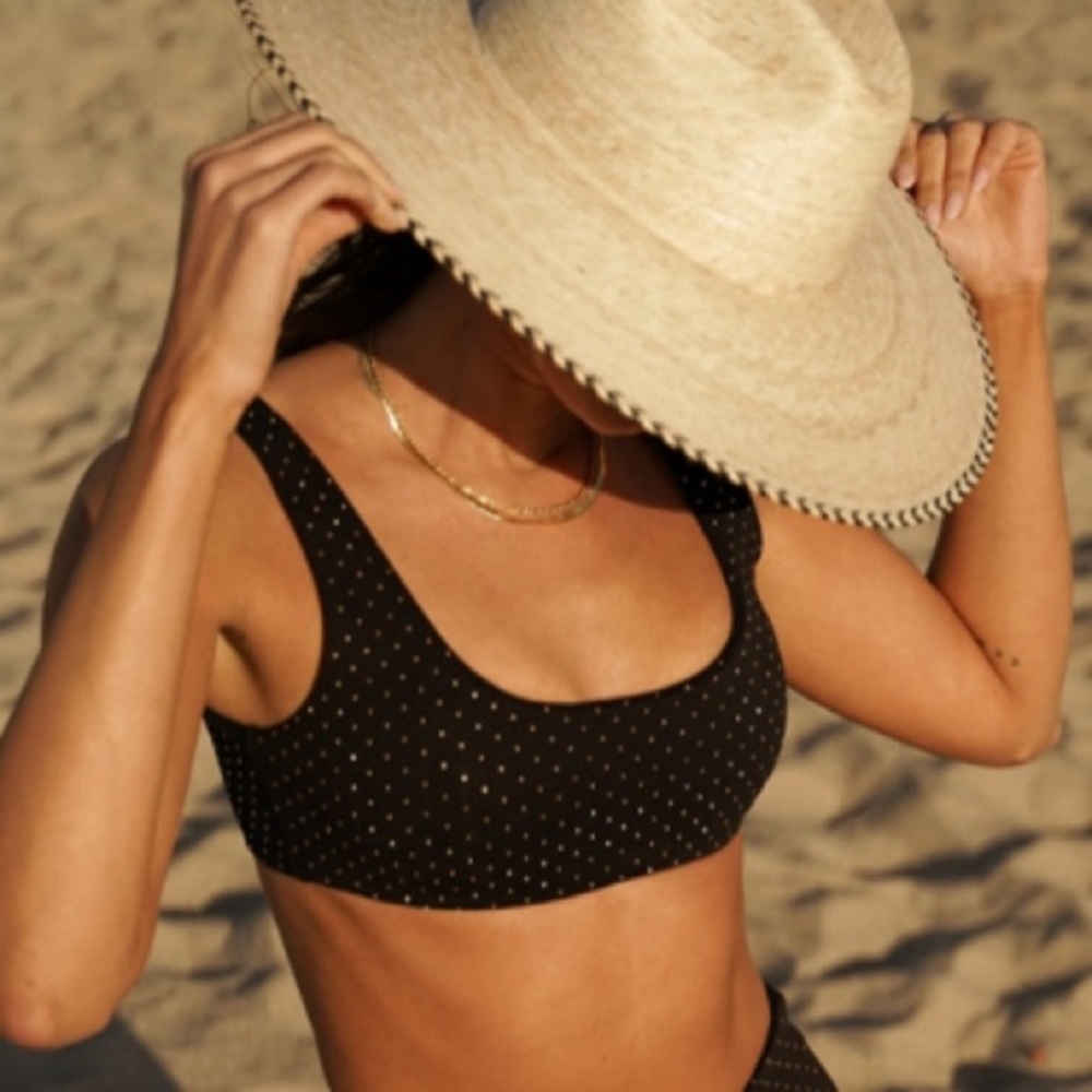 L*Space Black Studded Lizzie Bikini Top•NWT